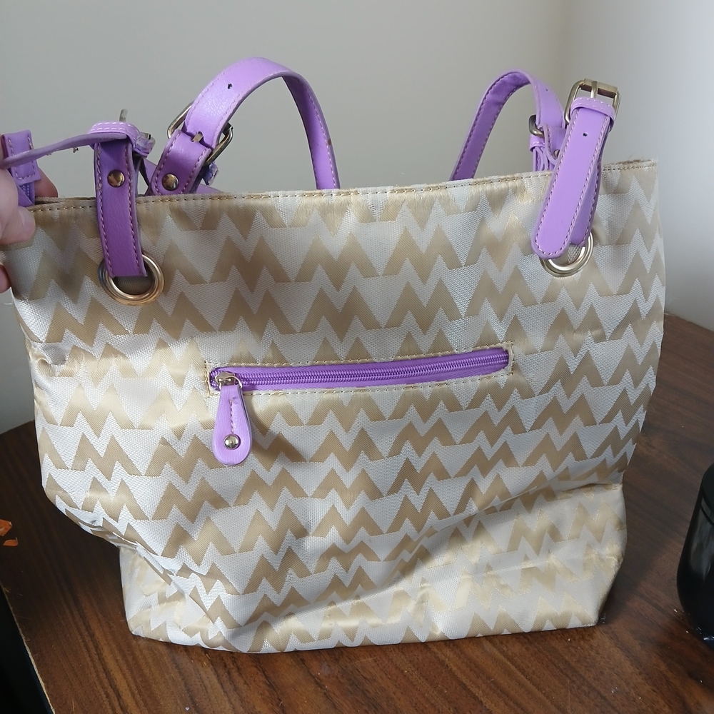 MKF Collection tote bag by Mia K, featuring a chevron pattern, goldtone hardware